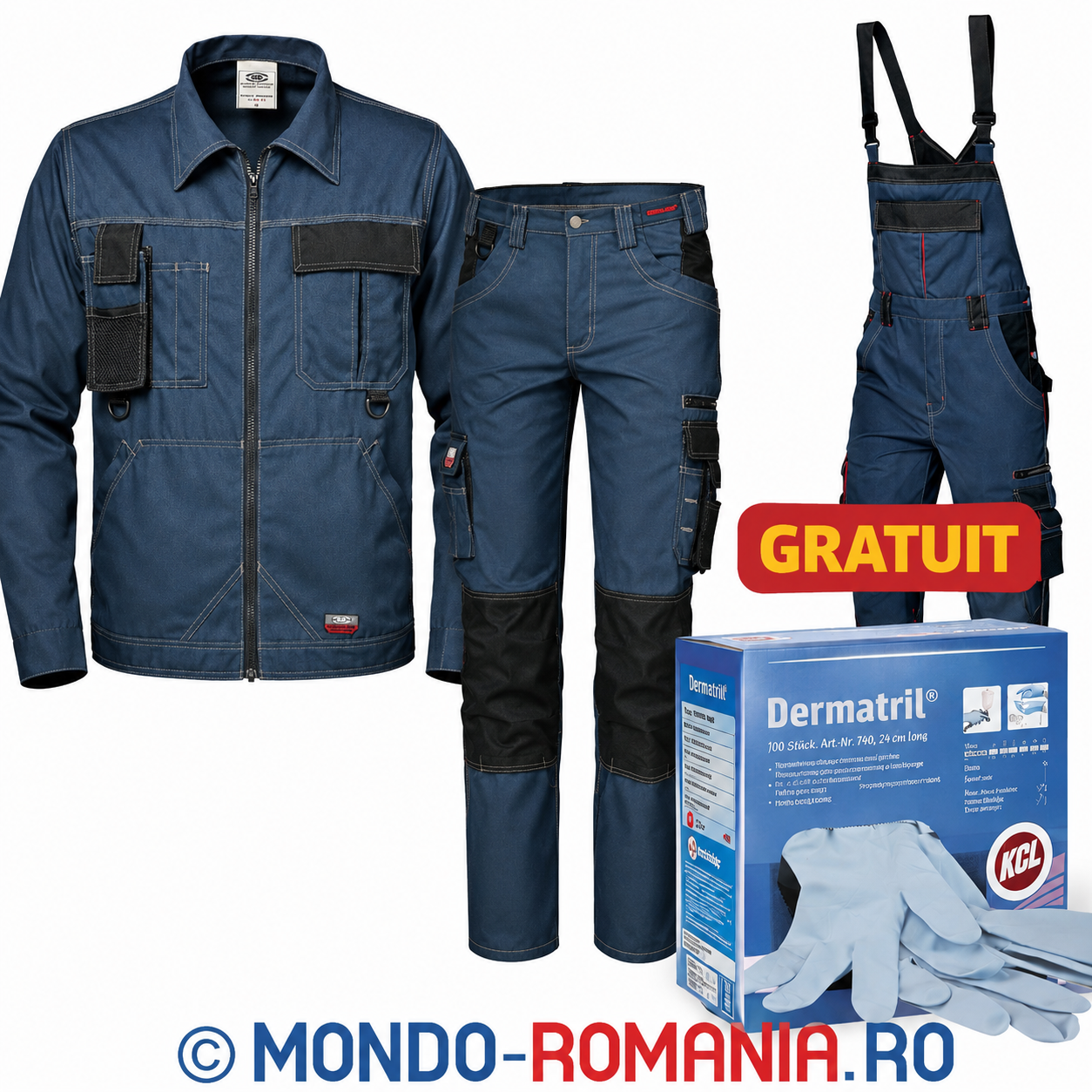 PROMO - Set Harrison bleumarin + 1 cutie de manusi Dermatril