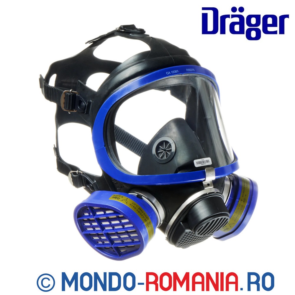 Masca integrala DRAGER 5500 echipata cu 2 filtre de tip ABE1
