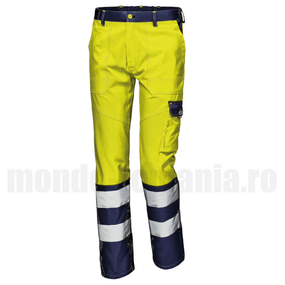 Pantaloni neon cu benzi reflectorizante - MISTRAL galben