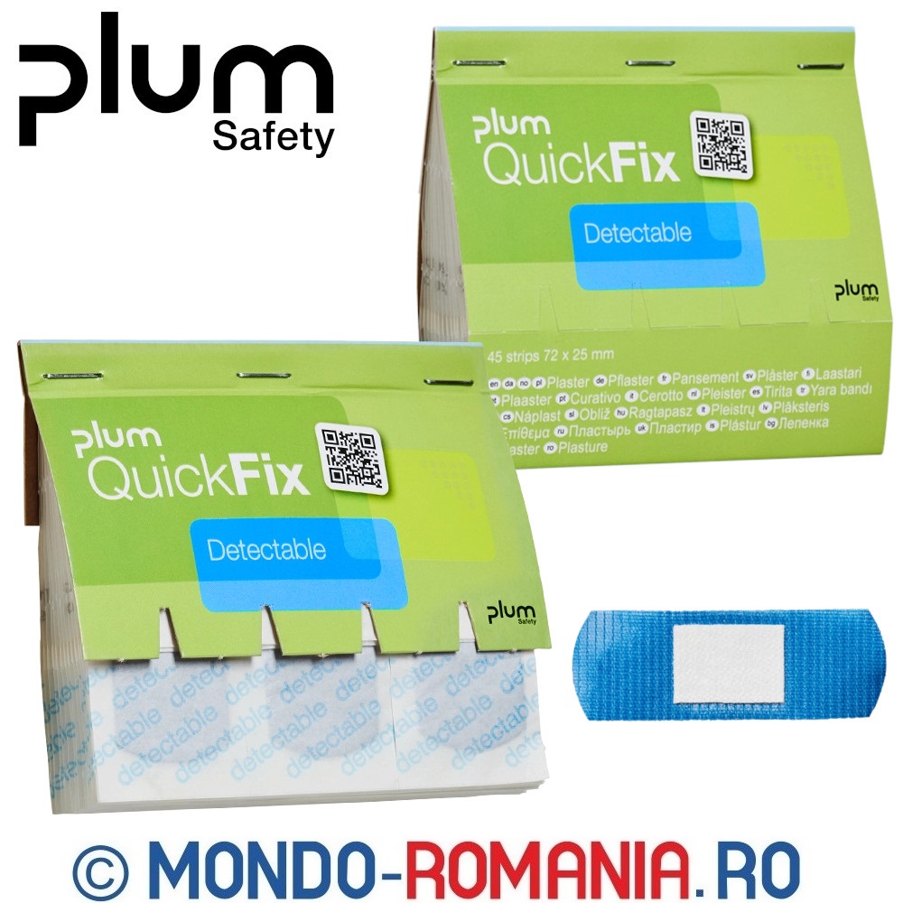 Rezerva 45 plasturi detectabili pentru tratarea rapida a taieturilor si zgarieturilor minore