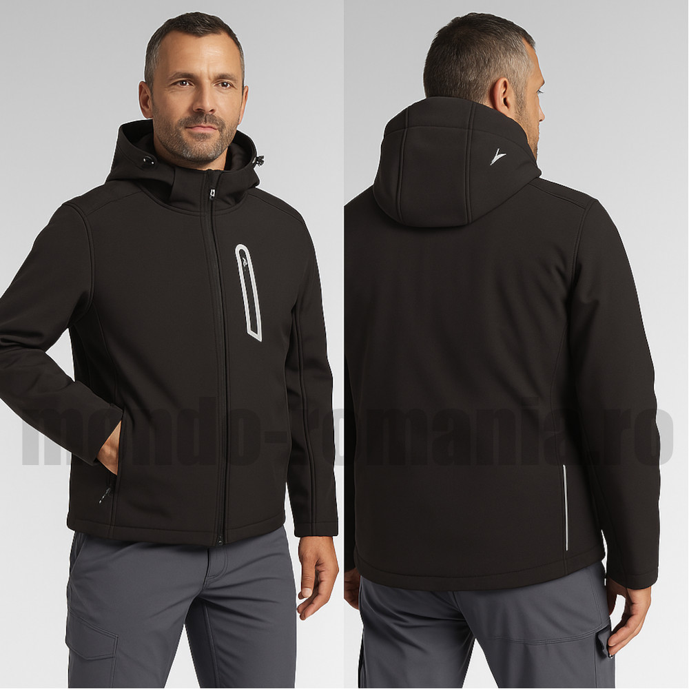 Scurta termoizolanta din softshell, cu gluga detasabila - DIADORA Sail PADDED gri asphalt