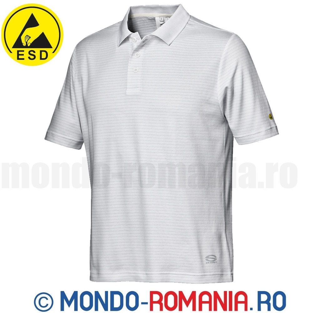 Tricou POLO alb ESD - imbracaminte antistatica